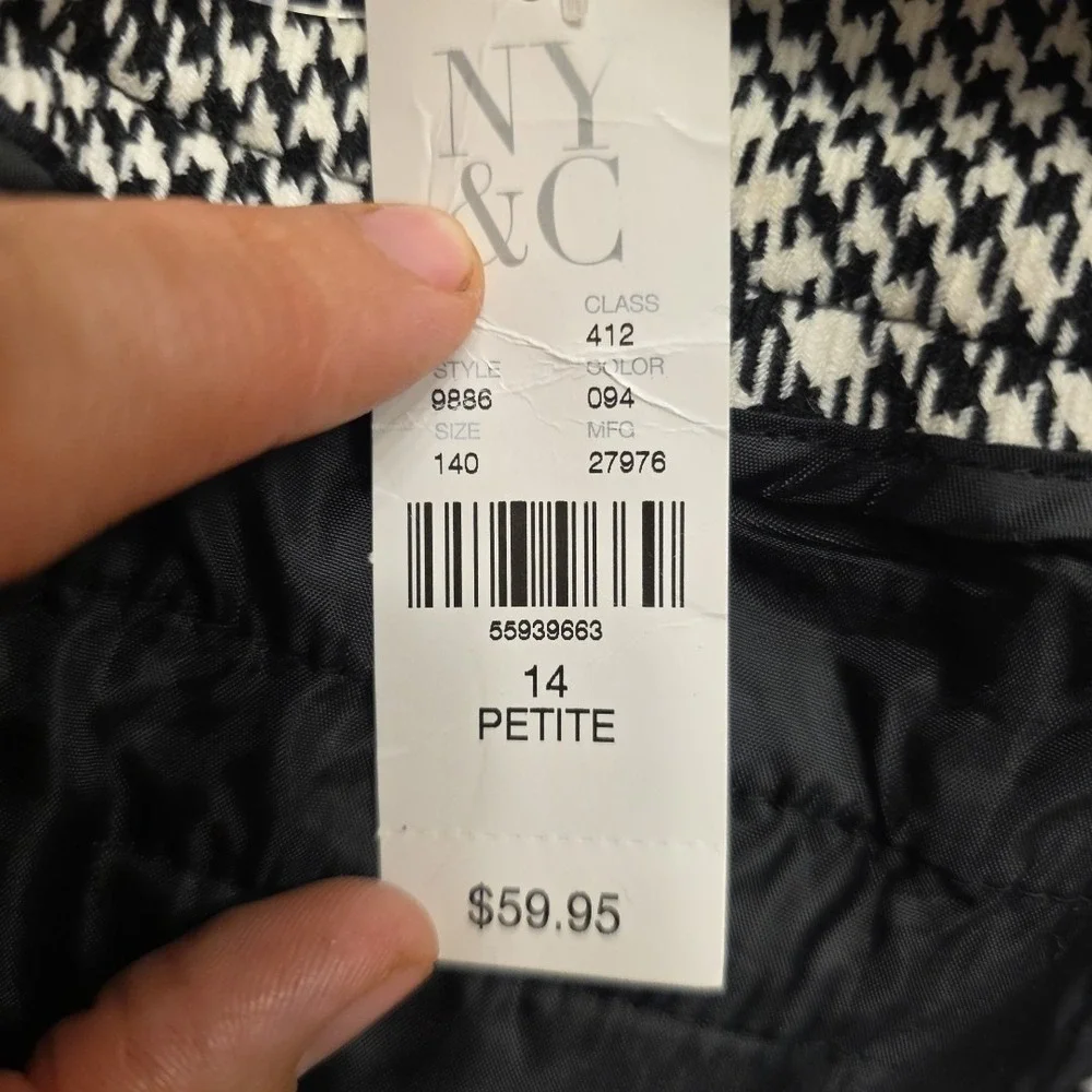 NEW 7th avenue Design Studio NY&CO Pants 14 Petite Black And White Checkered - Picture 6 of 8